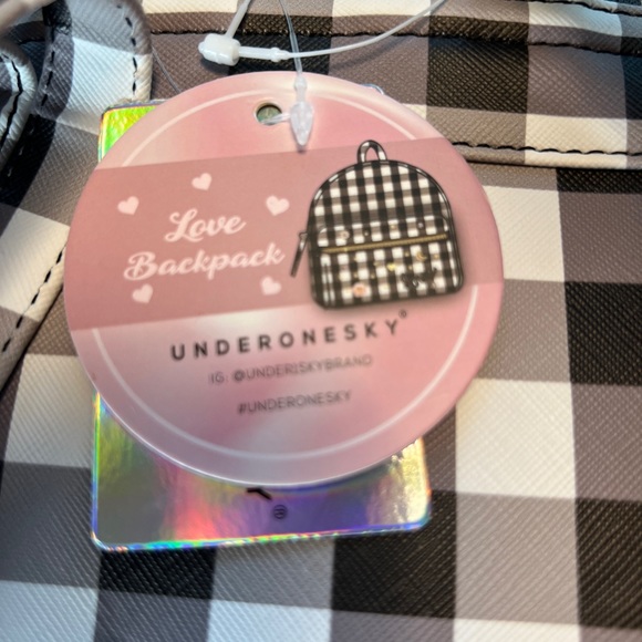 New Love Backpack Black & White Check Rhinestone & Studs main image 5